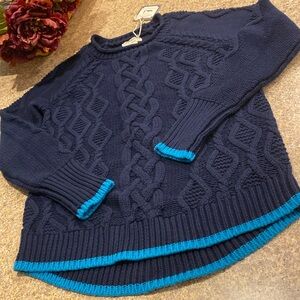 NWT Cambridge Dry Goods 100% Cotton Sweater Long Sleeve Blue Shades Small